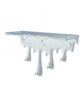 Dripping shelf, wall shelf with hooks, color white, Antartidee