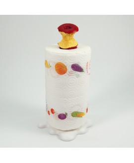 Kitchen roll holder with apple in handmade resin and steel. Made in Italy by Antartidee