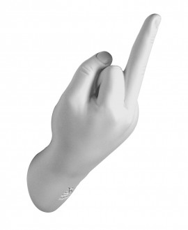 Coat hanger hand shaped with raised middle finger, handmade. Antartidee